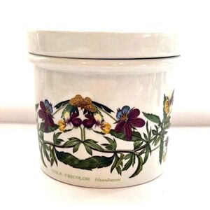 Portmeirion The Botanic Garden Viola Ceramic Lidded Jar Canister 4 In Tall